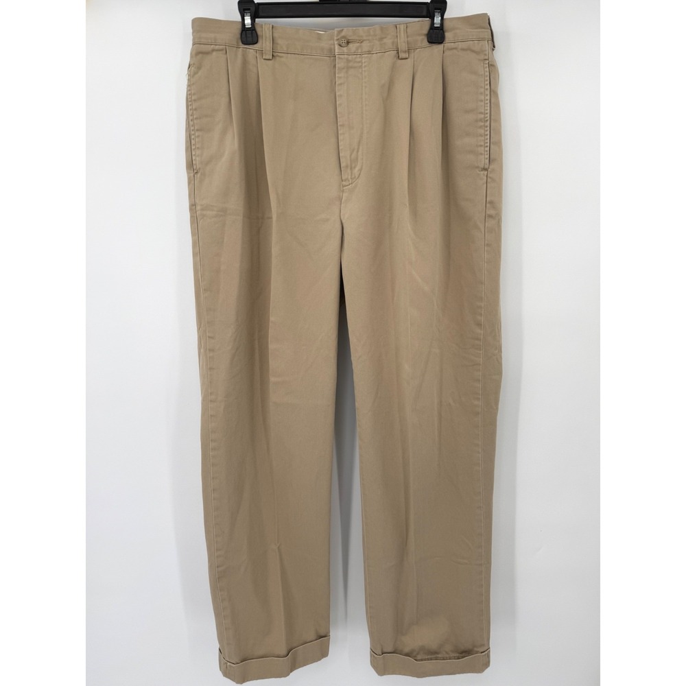 Polo Ralph Lauren Hammond Pant Mens 35/30 Khaki Pleated Cuffed Chino Trousers